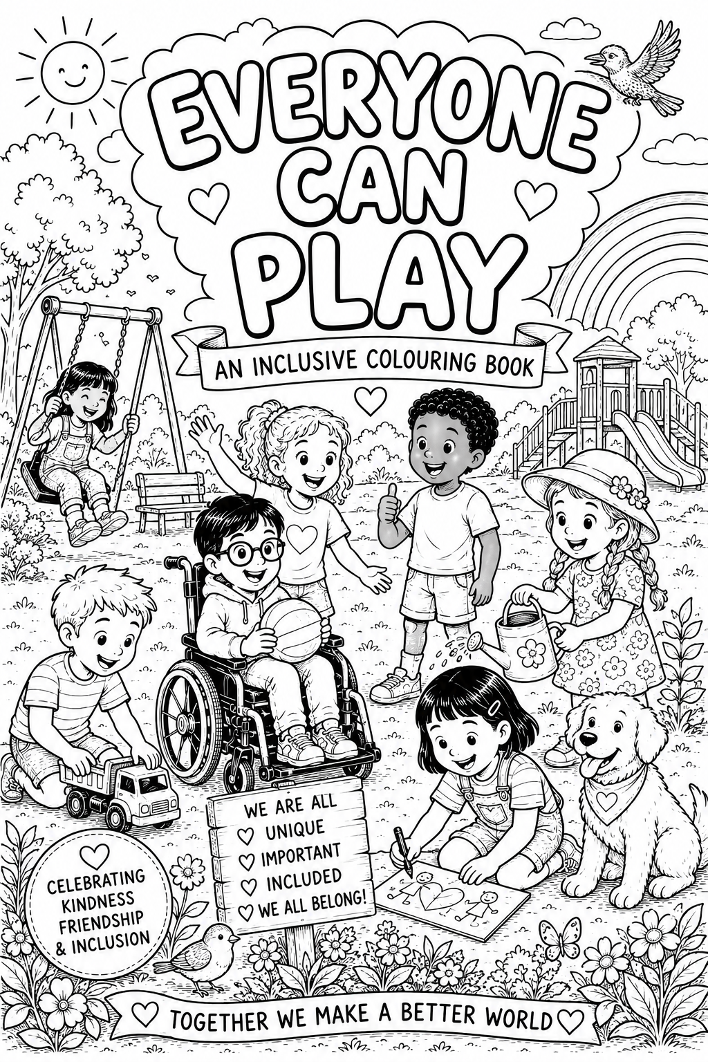 Everyone Can Play: An Inclusive Adventure colouring book cover